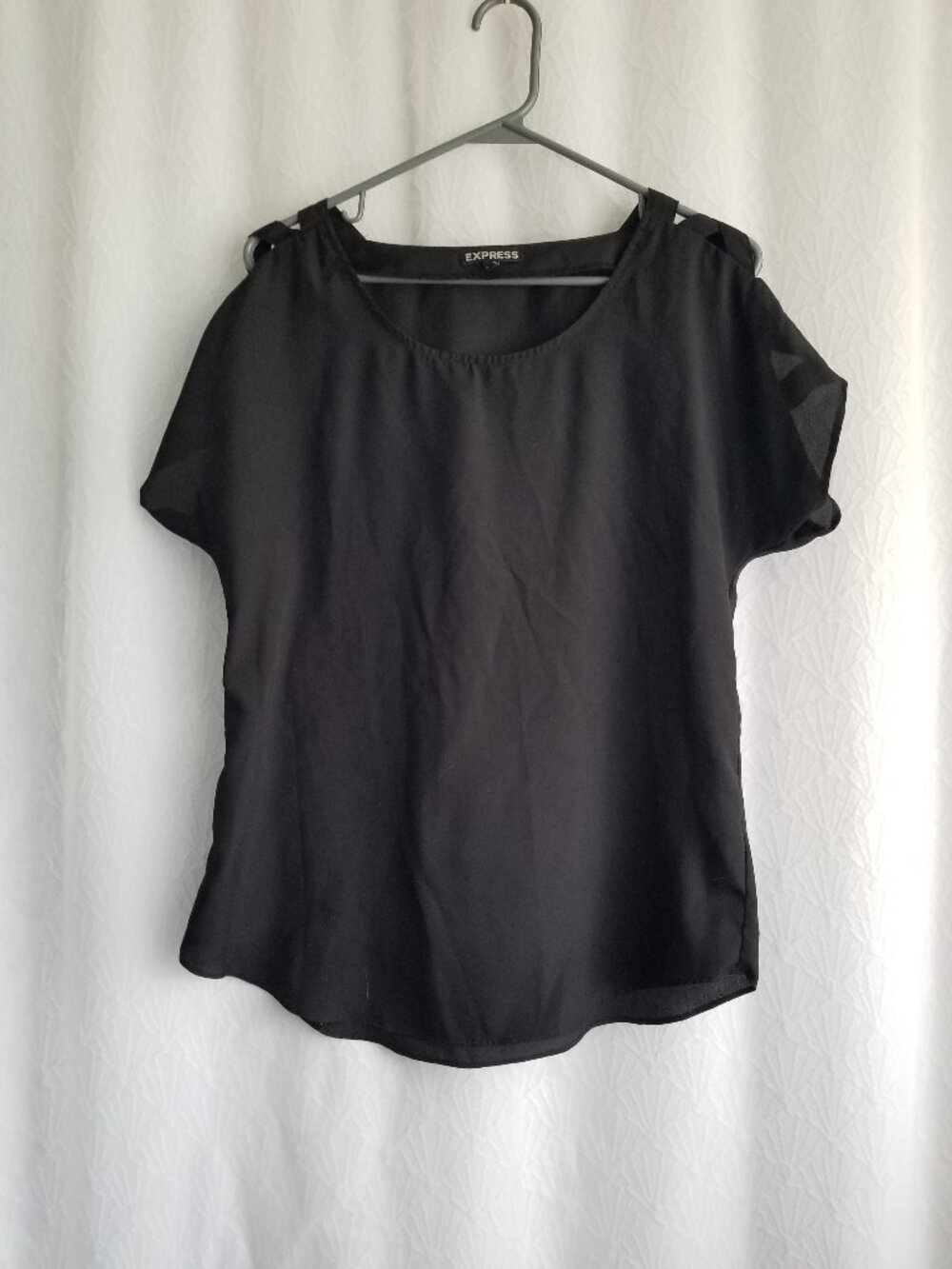 Express Classic Black Blouse Short Sleeves SP